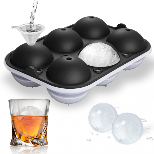 TINANA Clear Ice Ball Maker, 2.5” Clear Ice Cube Tray Make 2 Large Sphere  Ice Balls, Crystal Clear Ice Cube Maker for Whiskey, Cocktails & Bourbon