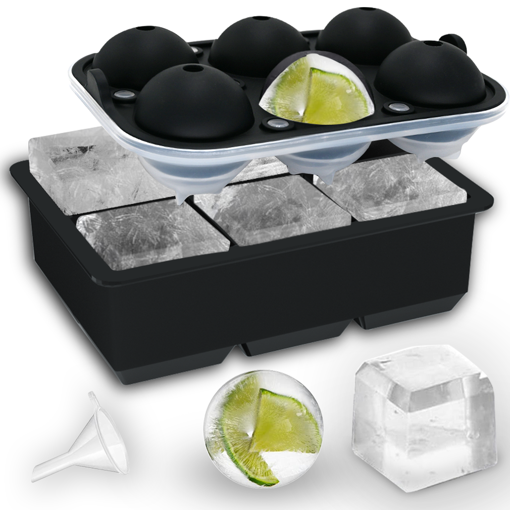 TINANA Ice Cube Tray, 2” Ice Cube Trays & 2” Ice Ball Form, 2Pack Large ...