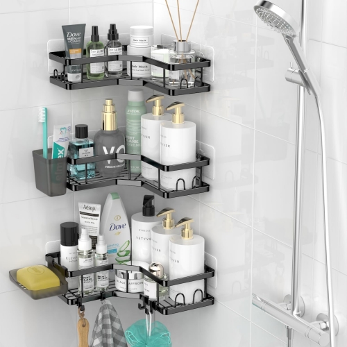  Corner Shower Caddy, 6-Pack Adhesive Bathroom Organizer with  Soap Holders & Toothpaste Holders, Shower Organizer, Rustproof Stainless  Steel Shower Organizer, No Drilling Shower Shelves for Bathroom : Home &  Kitchen