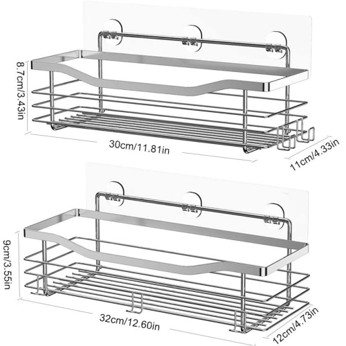 TINANA Corner Shower Caddy, 2 Pack Adhesive Shower Corner Organizer Shelves,  Stainless Steel Shower Storage Rack with Hooks, Toothpaste&Soap Holder, No  Drilling for Bathroom, Dorm and Kitchen-Black 