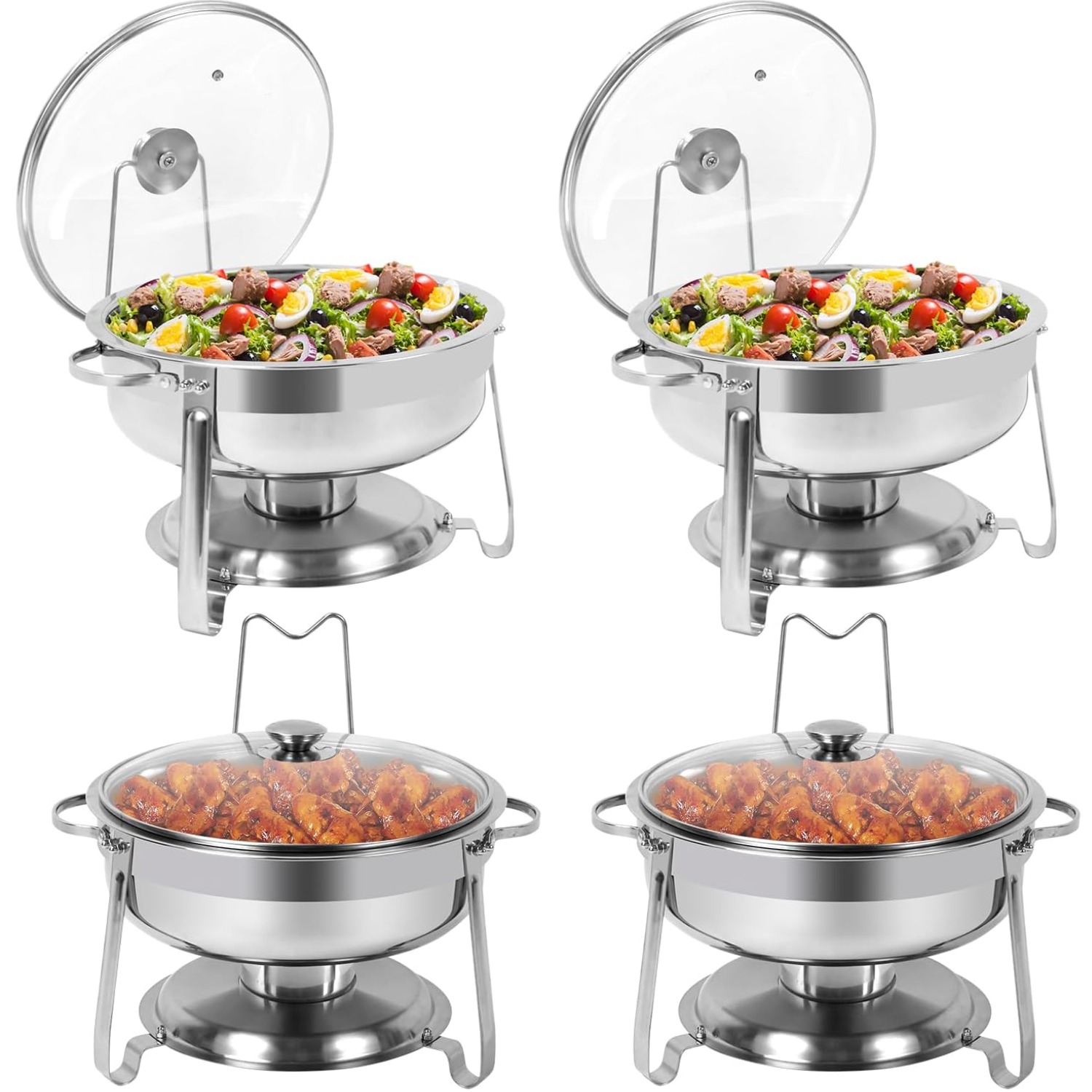 Chafing Dish Buffet Set 4 Pack 5qt Stainless Steel Chafing Dishes For Buffet With Glass Lid