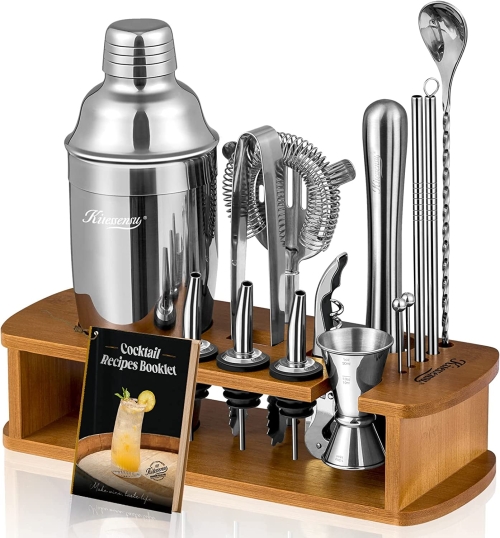 TINANA Cocktail Shaker Set Bartender Kit with Stand Bar Set Drink Mixer Set with All Essential Accessory Tools