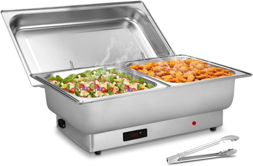 TINANA Electric Chafing Dish Buffet Set: with 3 Warming Tray Pan Stainless Steel Buffet Servers and Warmers, 7.8 QT Warmer Steam Table for Parties, Catering, Festivals