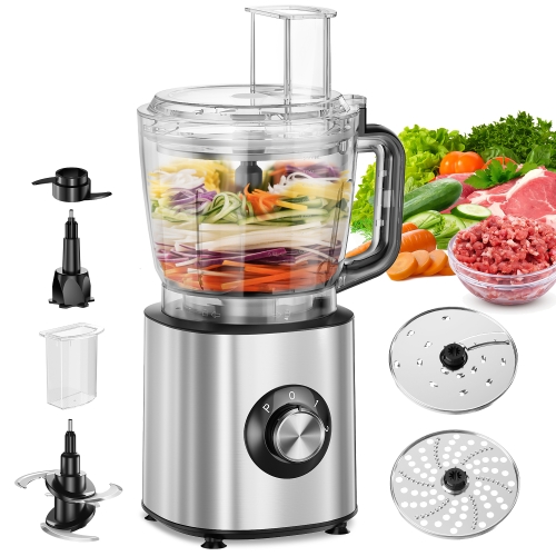 TINANA Food Processor 10 Cup 1000W Chopper - Multifunctional Slicer, Shredder, Dough Mixer, Baby Food Maker - BPA Free, Dishwasher Safe for Home Kitchen Meal Prep